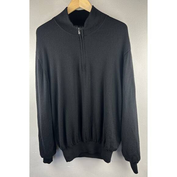 FootJoy Other - FOOTJOY Size Large 100% Wool 1/2 Zip Fully Lined Golf Sweater Jacket Black Mens
